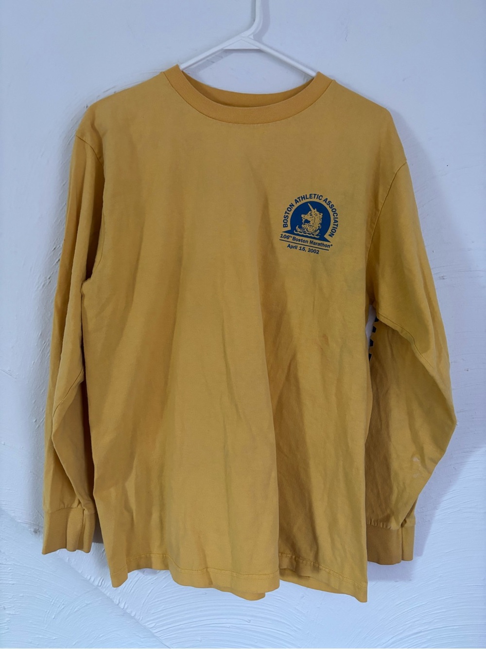 Boston Marathon Mustard Yellow Long Sleeve Tee 2002 by Adidas Size Medium